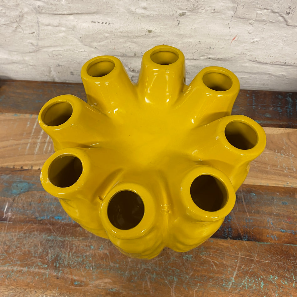 Vase Luna Tube gelb Keramik 19cm Blumenvase Deko