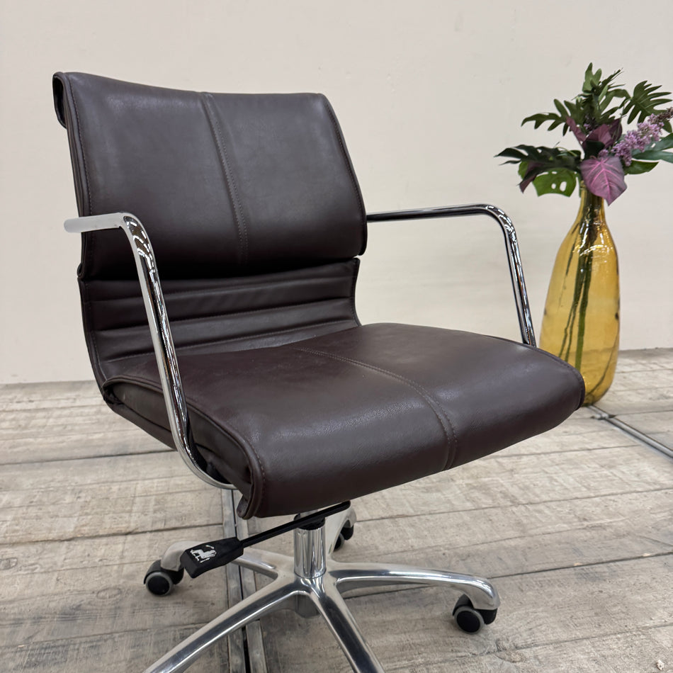Bürodrehstuhl Dunkelbraun Leder Stuhl Gebraucht