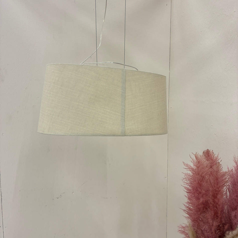 Deckenlampe Hängeleuchte Stoffschirm Oval Beige Sand Textil Lampe Gebraucht