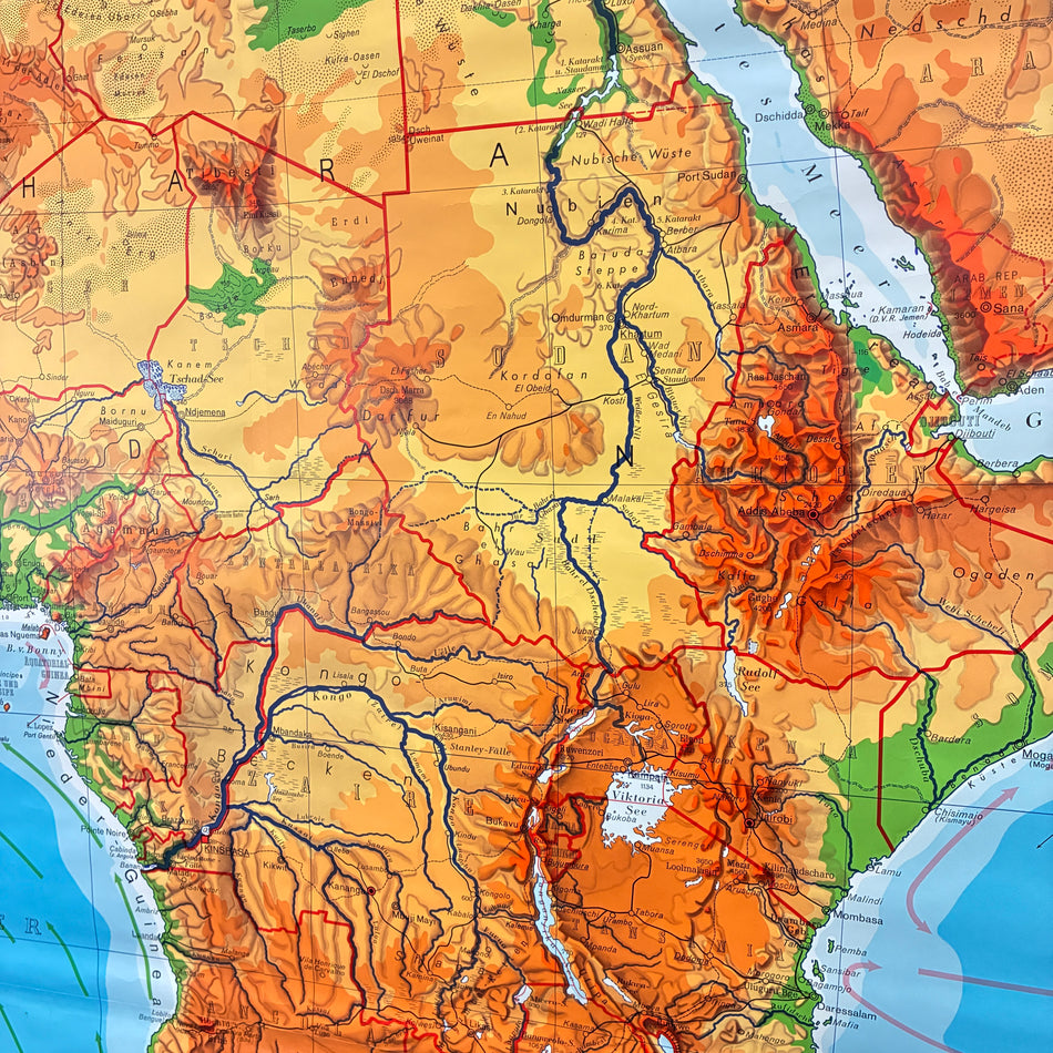 Vintage School Map – Africa – Geography Educational Chart Haack Painke Roll Map Used