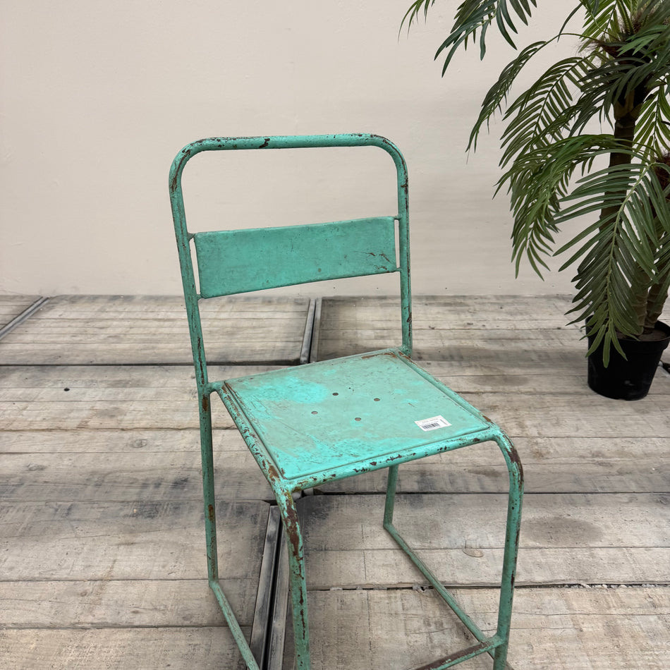 Vintage Stuhl Minze Metall Industrial Shabby Chic Gebraucht