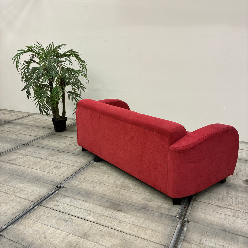 Benformato Sofa 3-Sitzer Rot Velours Mikrofaser Polstersofa Gebraucht