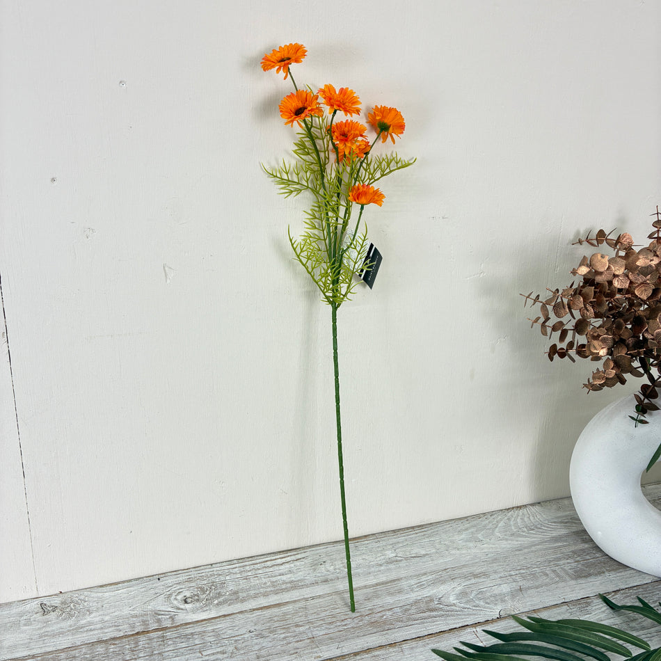 Cosmos Kunstblume Orange 75cm  Kunstzweig Blume Kunstpflanze Deko