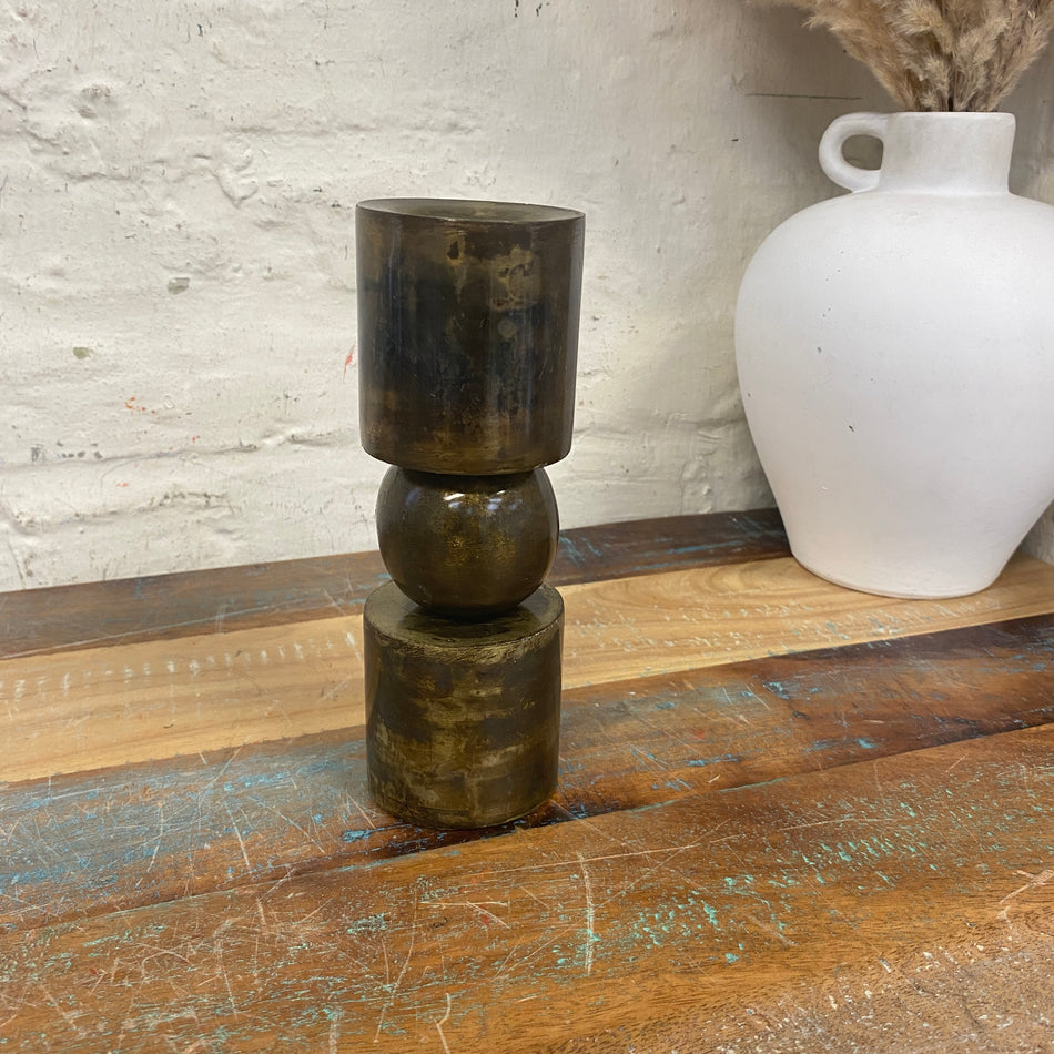 Kerzenhalter golden messing Metall 18cm Deko Kerzenständer