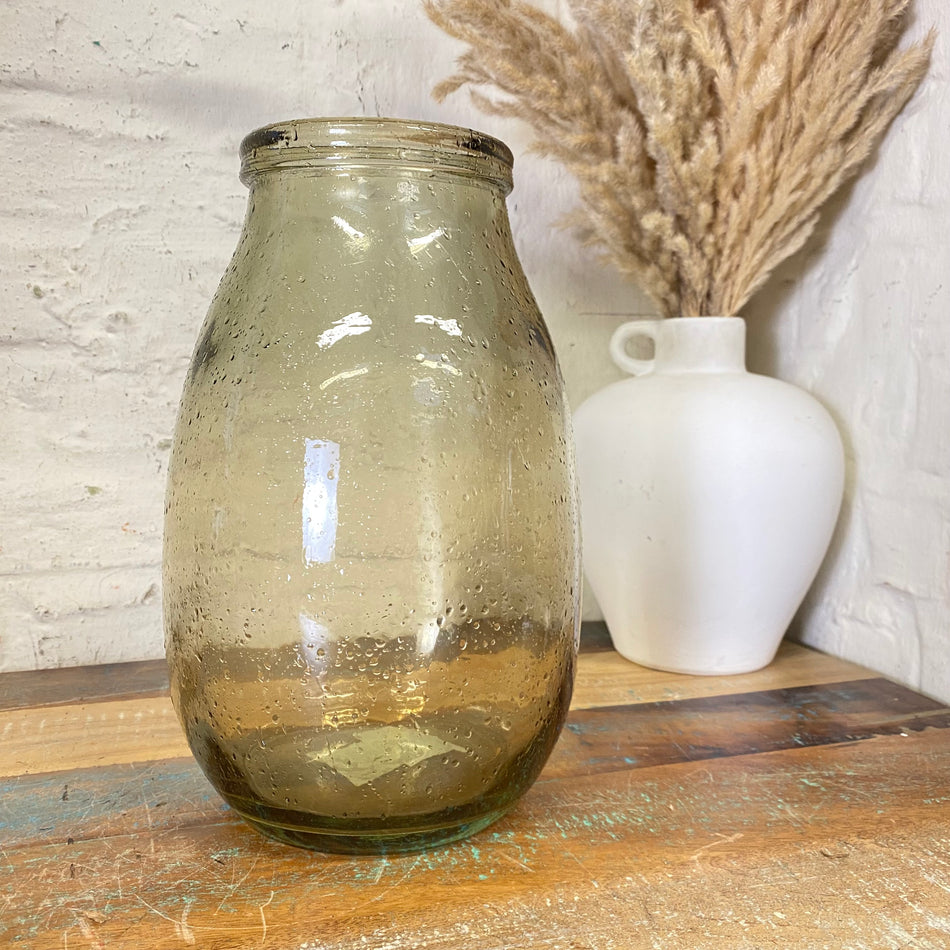 Vase Blumenvase beige recyceltes Glas 28cm