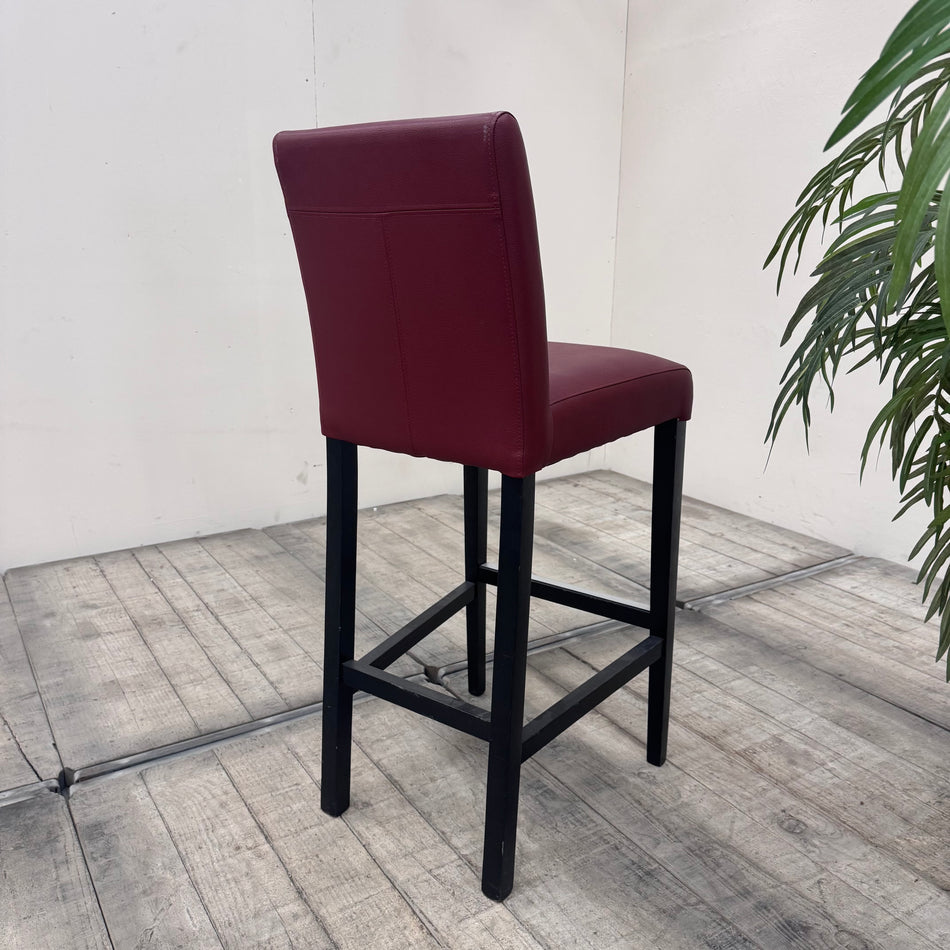 Barhocker Barstuhl Bordeaux Rot Kunstleder Fußstütze Gebraucht