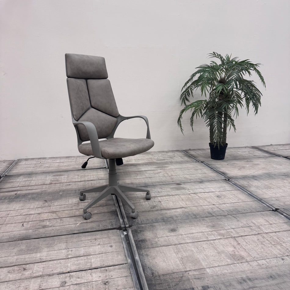 Bürodrehstuhl Grau Leder Büro Stuhl Gebraucht