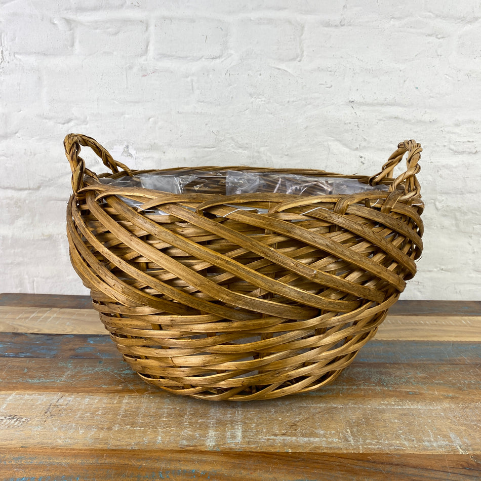 Korb braun Holz natürlich 44cm Deko Blumentopf beschichtet