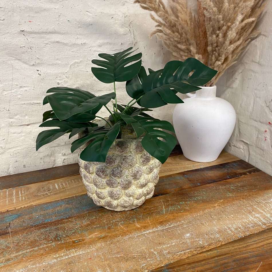 PTMD Ruis Blumentopf creme Keramik 19cm Übertopf Deko