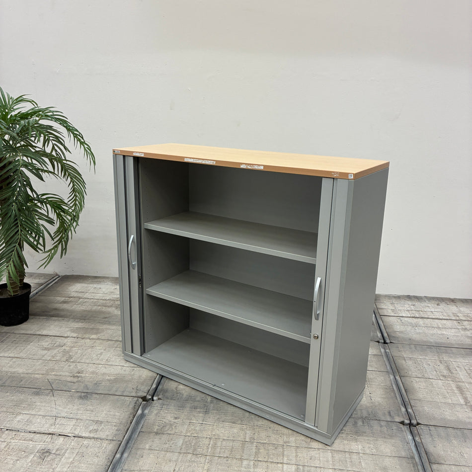 Palmberg Querrollladenschrank 120x115 Aktenschrank Grau Buche 2OH Büro Schrank Gebraucht