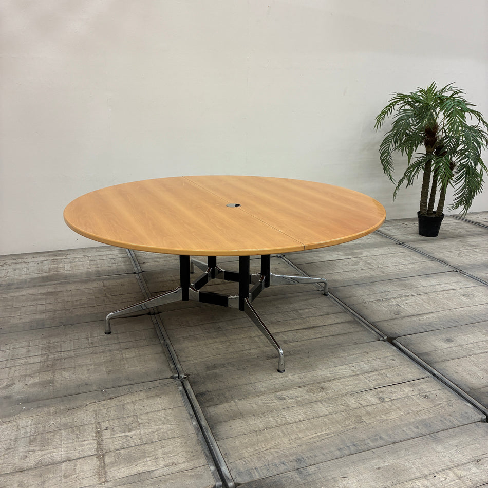 Vitra Segmented Table Konferenztisch Rund Kabeldurchlass 183cm Holz Chrom Tisch Gebraucht