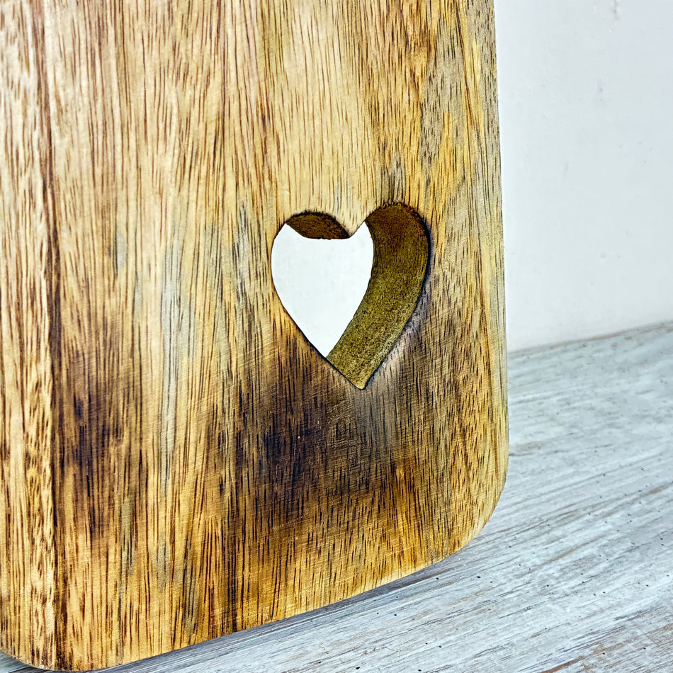 Holzbrett Mangoholz 50cm Servierbrett Herz Dekobrett Schneidebrett Rustikal