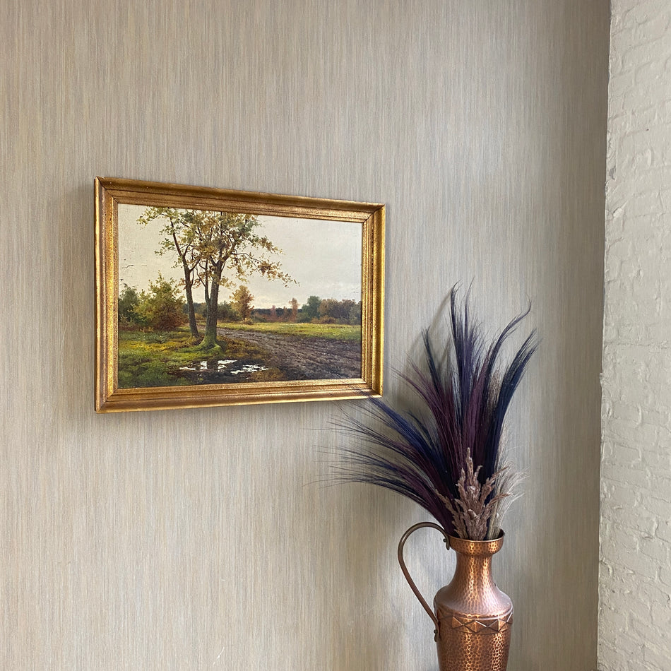 Kunst Öl auf Leinwand Landschaftsdarstellung goldener Rahmen 20 Jh.