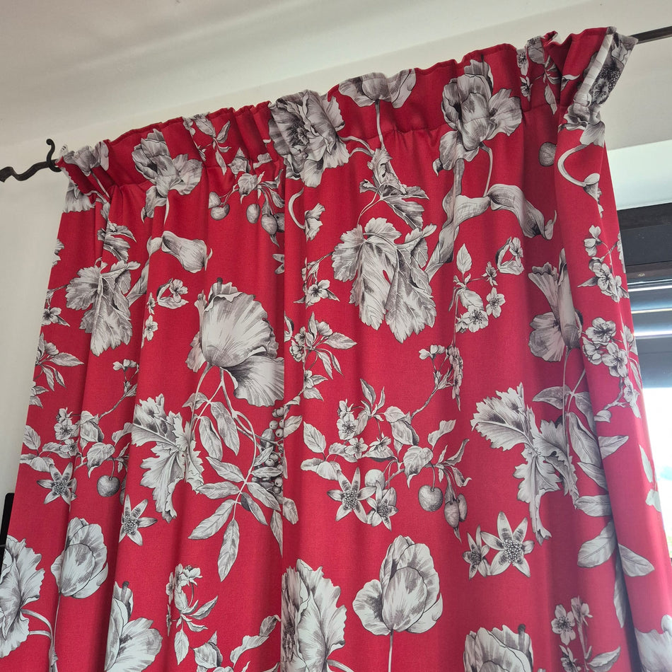 Gardine Vorhang Verdunkler 210x80 gebraucht rot floral Blumenmuster