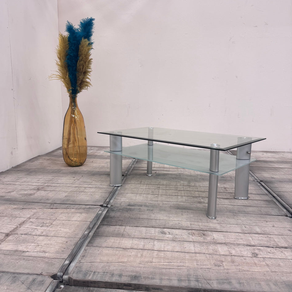 Moderner Couchtisch Glastisch mit Ablage Design Wohnzimmertisch Tisch Gebraucht