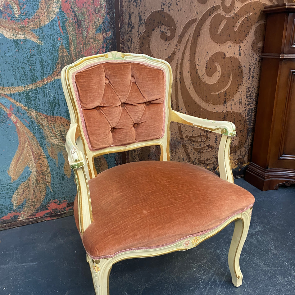 Vintage Armlehnstuhl im Louis XVI Stil mit Samtpolster – eleganter Barock Stuhl gebraucht