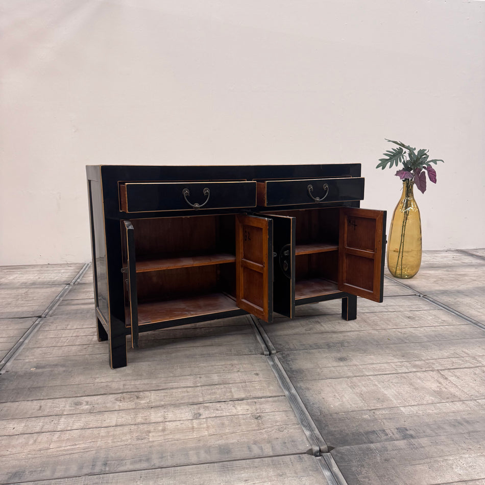 Exklusives Sideboard im Asien-Stil Schwarz Holz Kommode Gebraucht Villen-Bestand