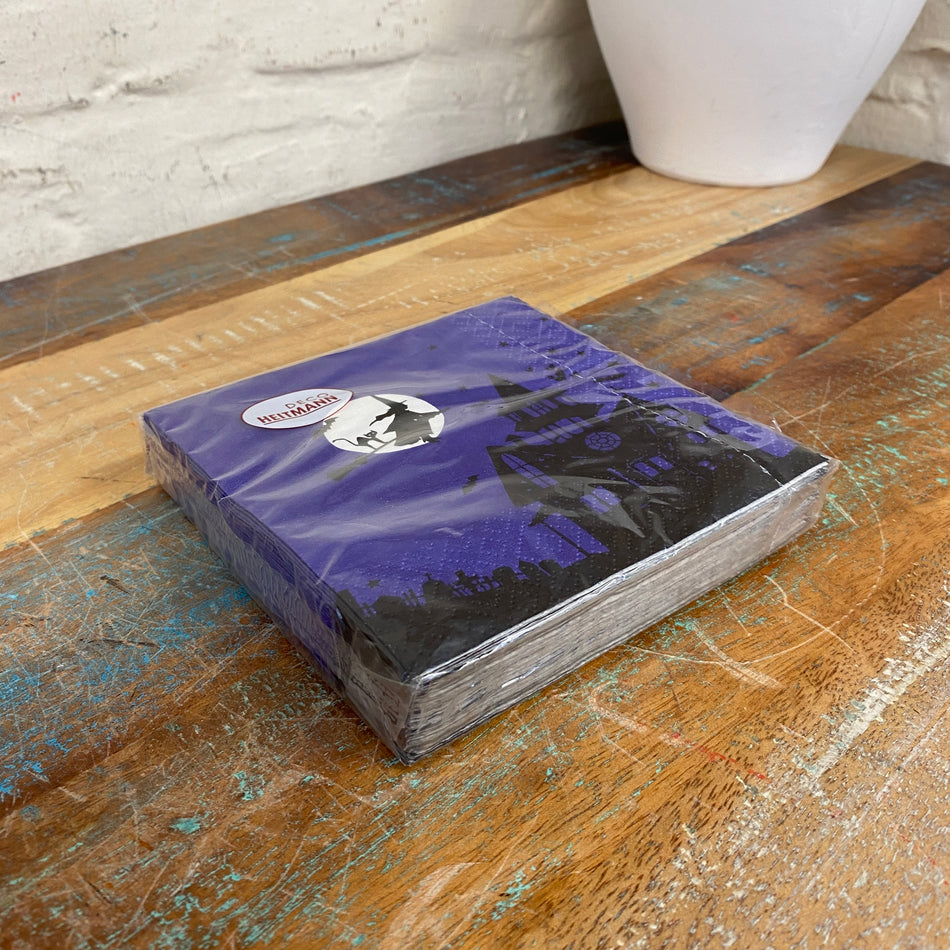 Servietten 25 x 25 cm violett schwarz 3-lagig 20 Stück Deko