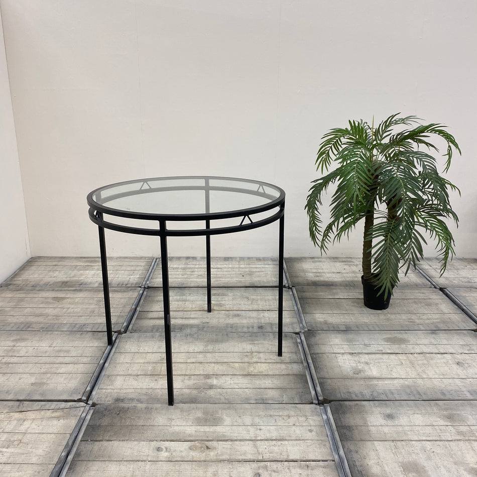 Esstisch schwarz Glas Eisen Tisch 80x70 rund Gebraucht