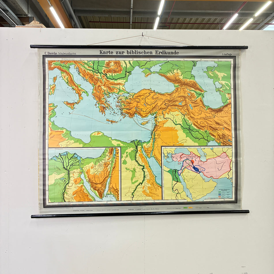 Vintage School Map – Biblical Geography – Geography, Geography, Religion Educational Chart, Westermann Roll Map, Used