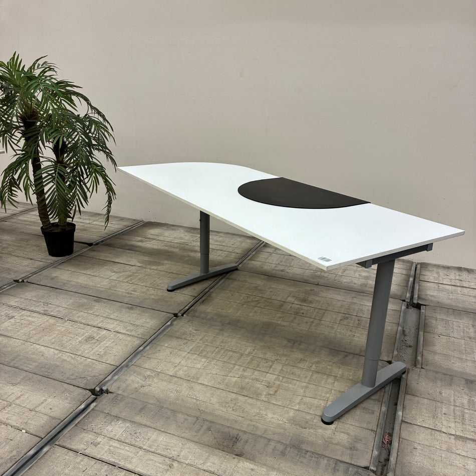 Schreibtisch Weiß 200x80 Silber Höhenverstellbar Inset-Auflage Bürotisch Gebraucht
