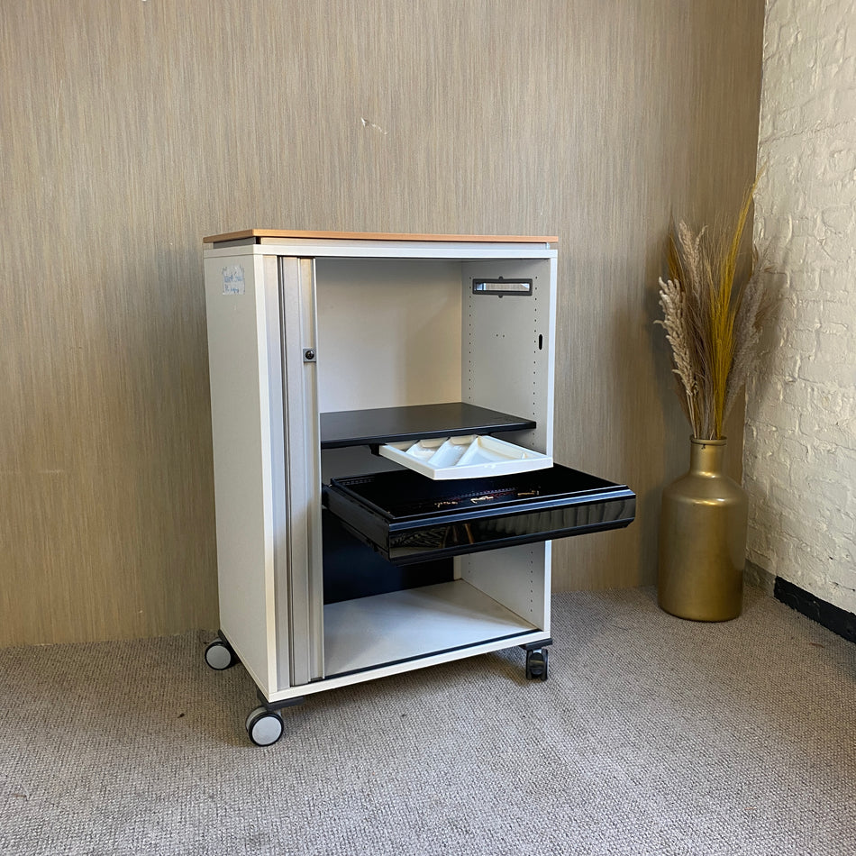 Steelcase Caddy gebraucht grau Holz Aktenschrank rollbar Büro