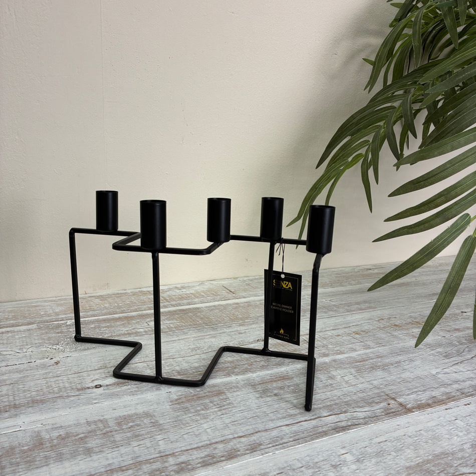 SENZA Kerzenhalter Zig Zag Schwarz Metall 5-flammig Deko Modern
