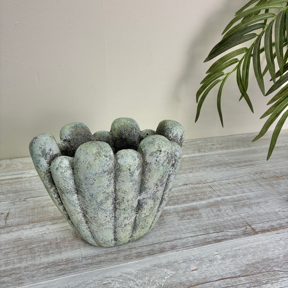 PTMD Minter Schale Grau Vintage Obstschale Keramik 23,5cm