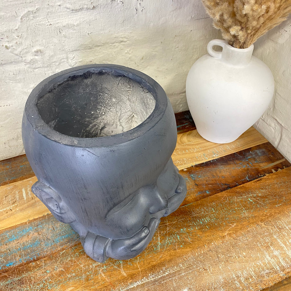 Blumentopf "nichts sagen" anthrazit Kunststoff 24cm