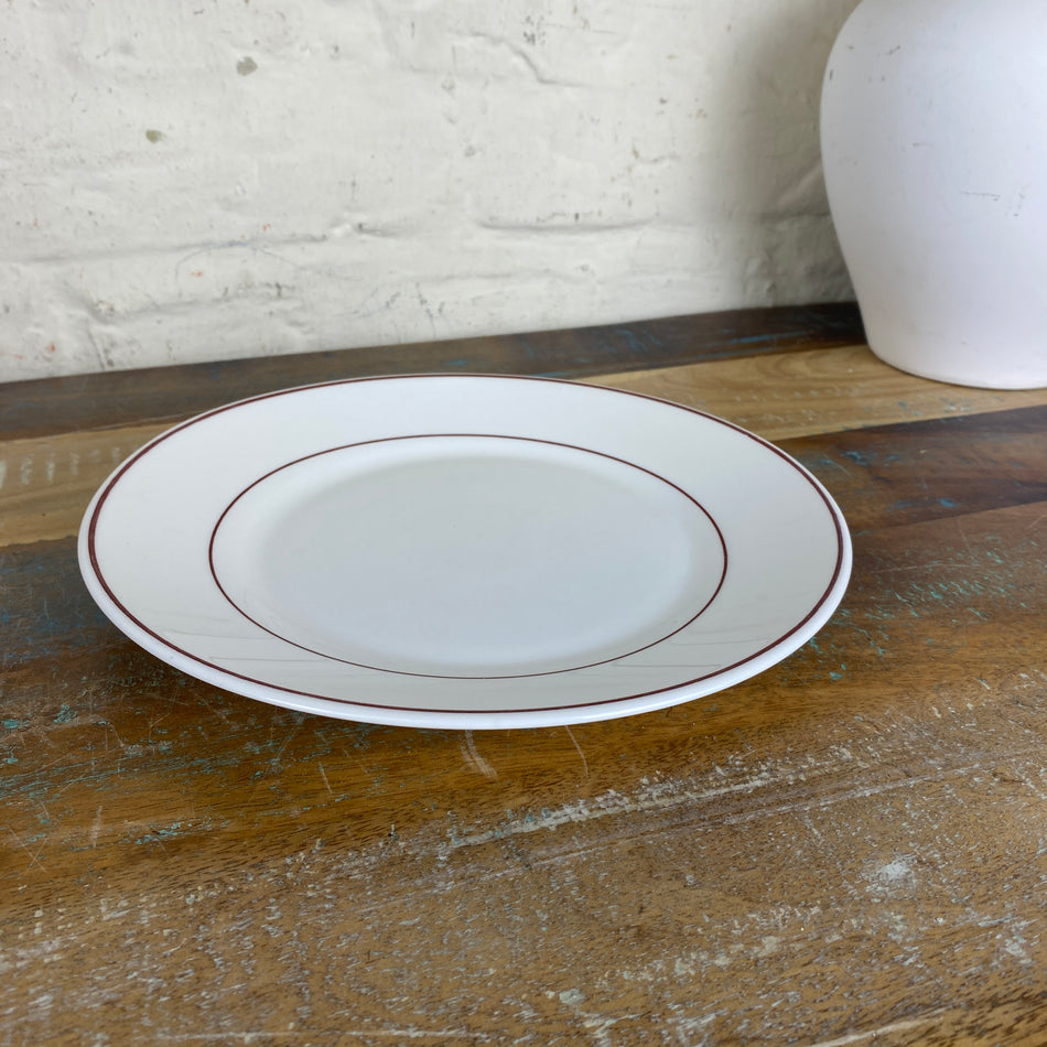 Arcoroc Teller gebraucht weiß bordeaux Porzellan 23,5cm