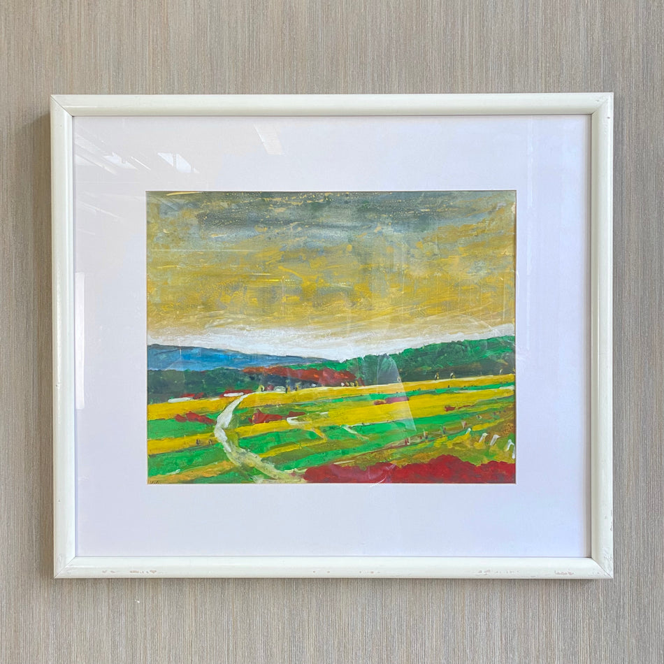 Bild mit Rahmen gebraucht Landschaftsmalerei Holz Glas 74 x 62