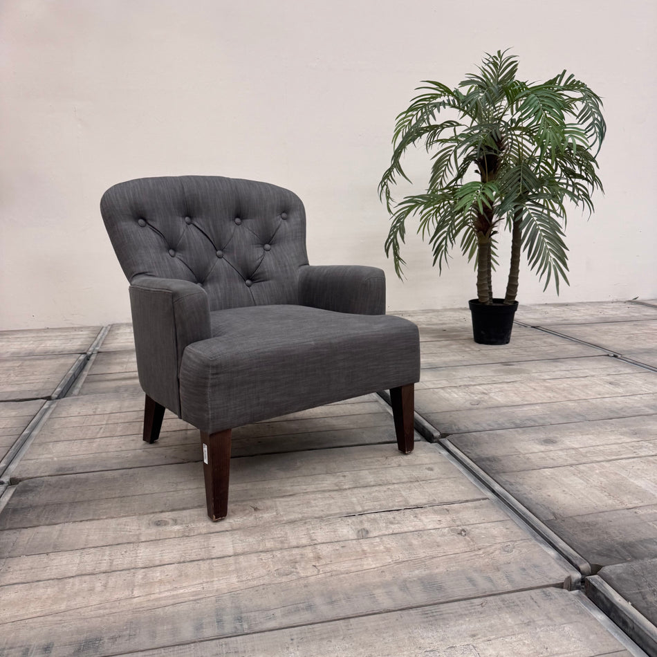 Stilmöbel Chesterfield-Stil Sessel Grau 5-Sterne Schlosshotel
