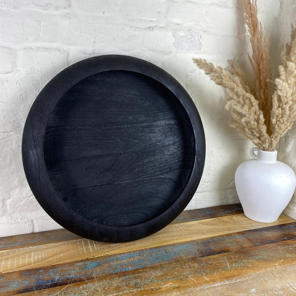 Light & Living Schale schwarz Holz rund Deko 50cm