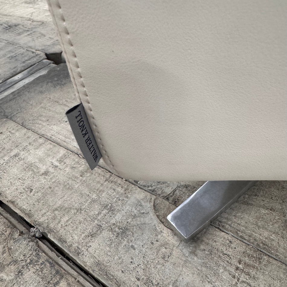 Walter Knoll Sitzhocker Weiß Leder Designer Fußhocker Hocker Gebraucht