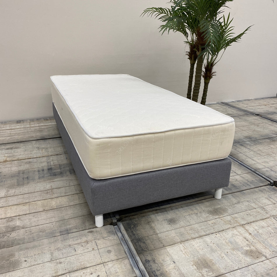 Boxspringbett 90x200 Grau Inkl. Federkern Matratze Bett Gebraucht