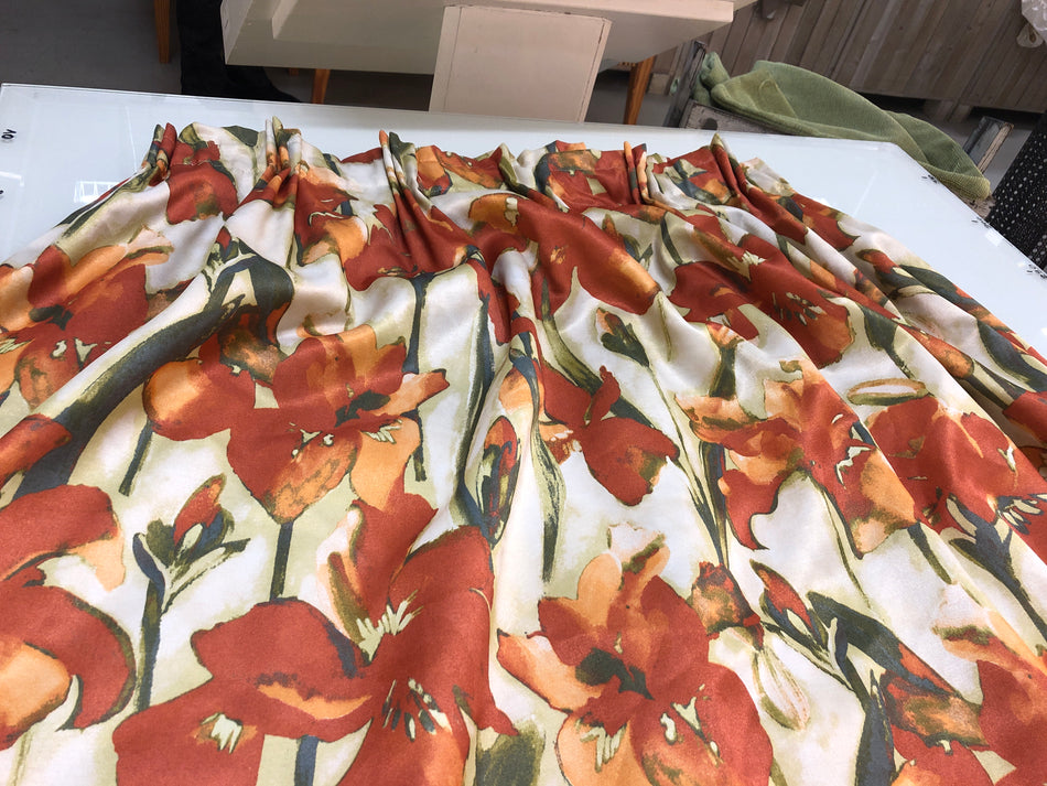 Gardine Vorhang 200x100 orange grün floral Blumenmuster gebraucht