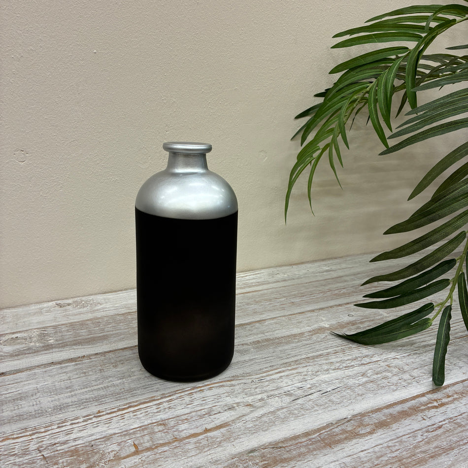 Countryfield Vase Silber Schwarz Matt Design Deko 25cm
