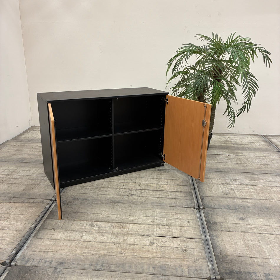 Sideboard Schwarz Holz Mit Flügeltüren Büro Schrank Gebraucht