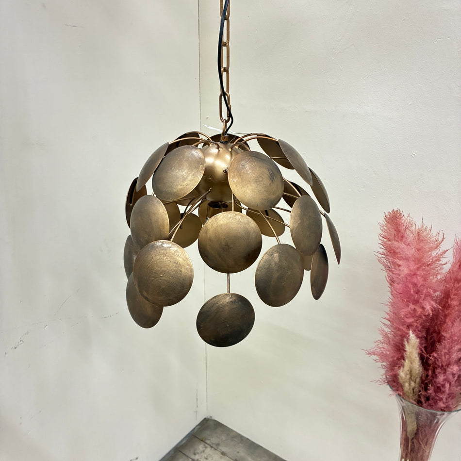 Countryfield Hängeleuchte Danby Hängelampe 50cm Plättchen-Design Messing Gold Vintage Lampe