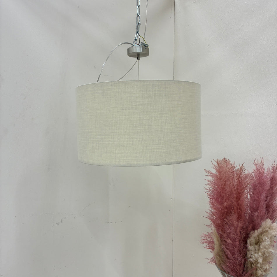 Deckenlampe Hängeleuchte Stoffschirm 48cm Beige Sand Textil Lampe Gebraucht