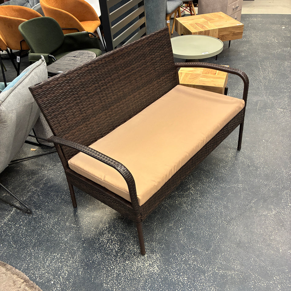 Outdoor Gartenbank braun Kunststoff Stoff