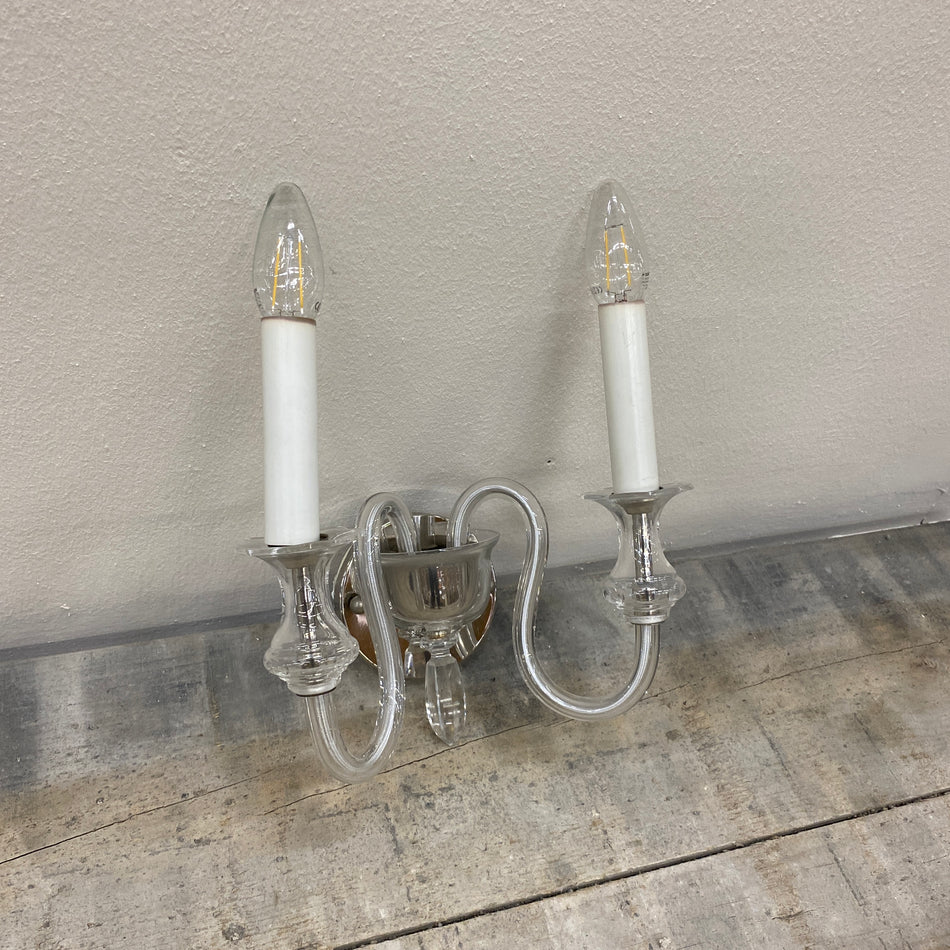 Antike Wandleuchte Wandlampe Silber Glas Kristall 2-flammig Lampe Gebraucht