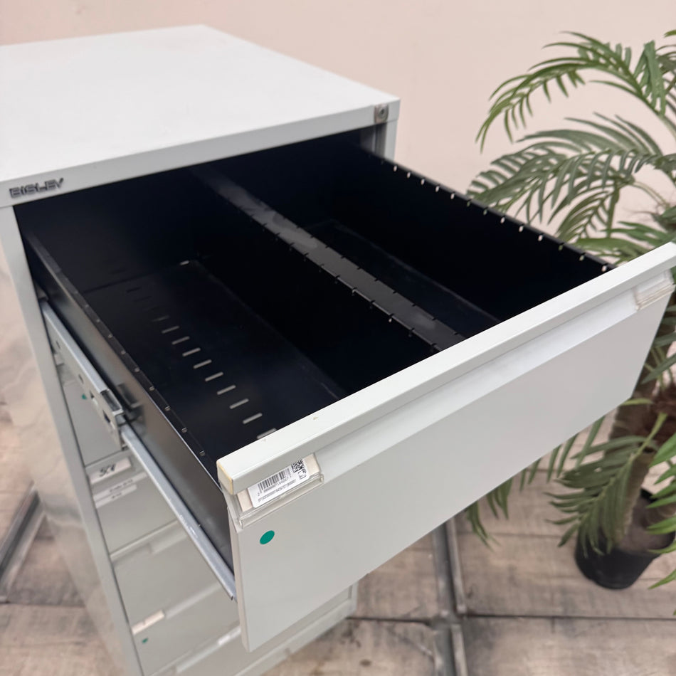 Bisley Karteischrank Silbern Metallschrank Schmal Büro Schrank 6 Schubladen Gebraucht
