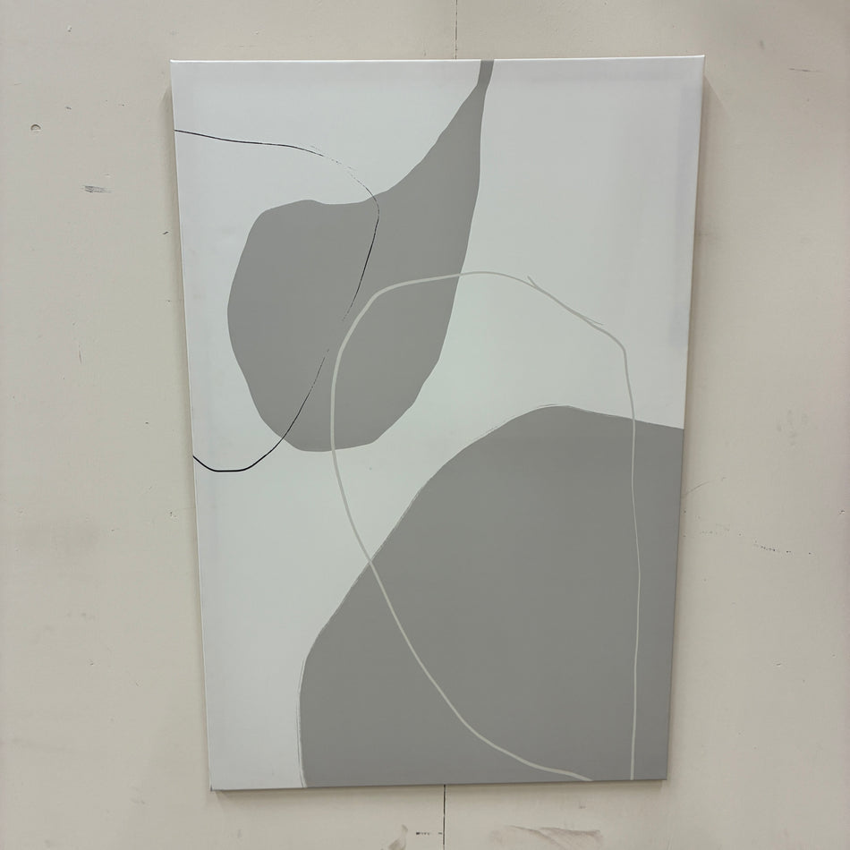 Wandbild Kunstdruck 100x150 Leinwandbild Abstrakt Grau Weiß Keilrahmen Deko