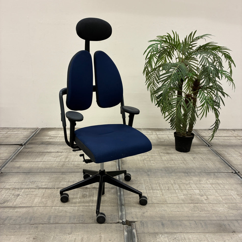 Rhode & Grahl Duoback Drehstuhl Blau Kopfstütze Büro Stuhl Gebraucht