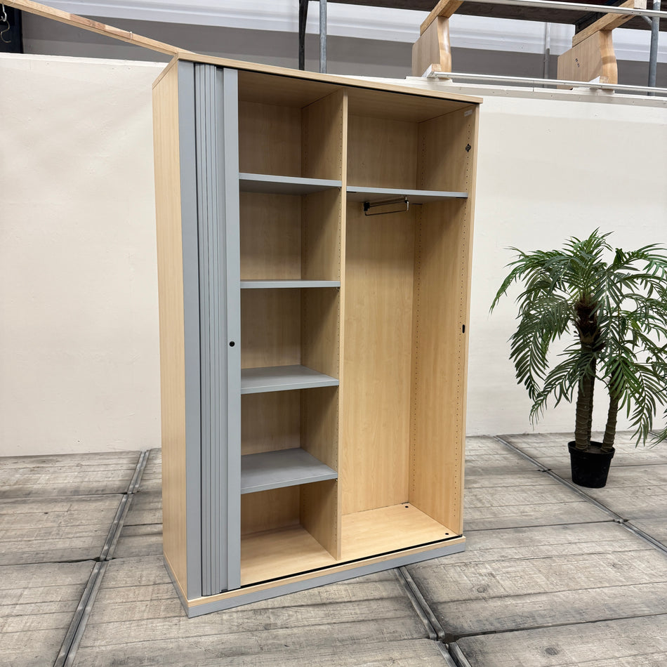 Werndl Büroschrank Buche Silbern mit Garderobe Rollladen Schrank Gebraucht