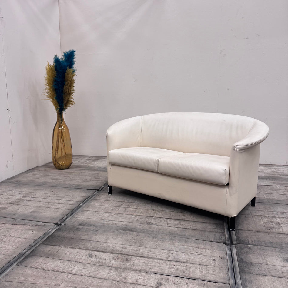 Wittmann Aura 1725 Zweisitzer Creme Leder Designer Sofa Gebraucht