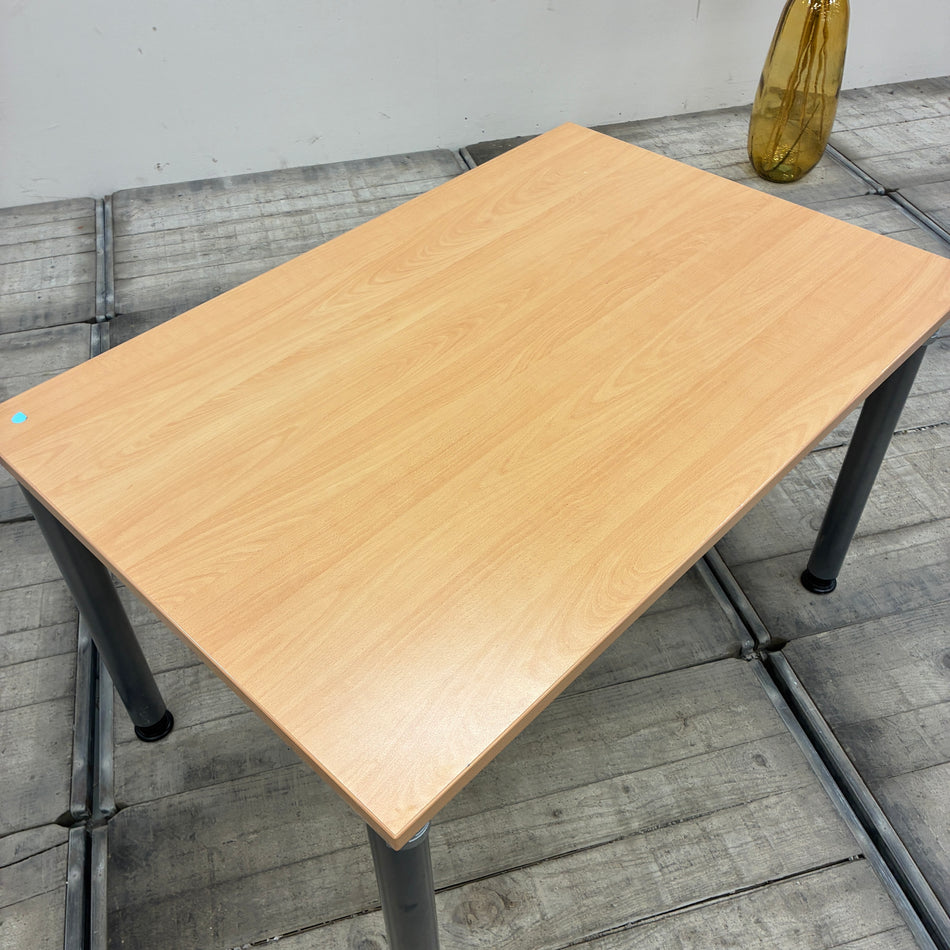 Schreibtisch Buche Hell Holz Metall Mit Kabelkanal Tisch Gebraucht
