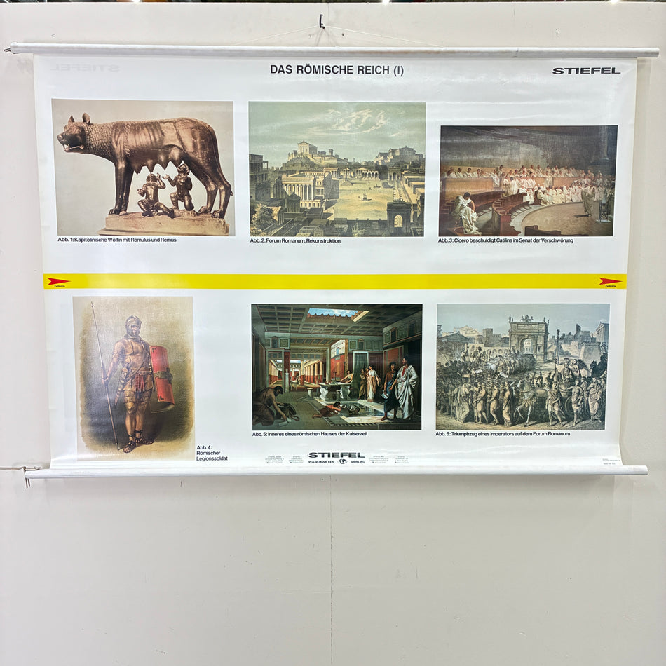 Vintage School Chart – The Roman Empire Part 1 & 2 – History Teaching Chart Spectra Roll Chart Used