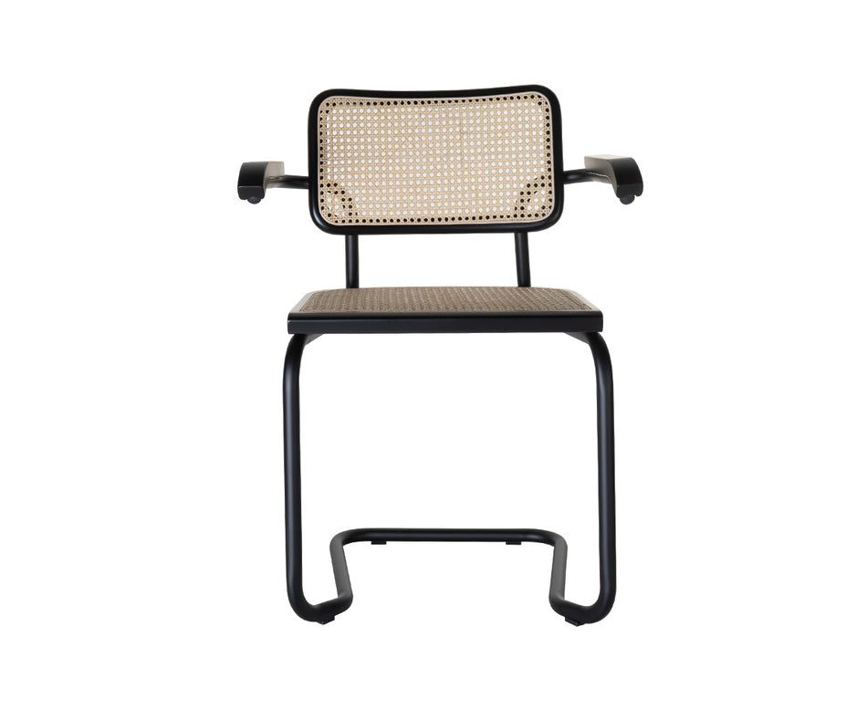 Togo Freischwinger Schwarz lackiert - Naturgeflecht